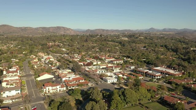Drone flying over Rancho Santa Fe, a rural town in San Diego County.