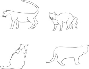 set of animals sketch vector illustration of a white baground cat display