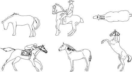set of horses vector