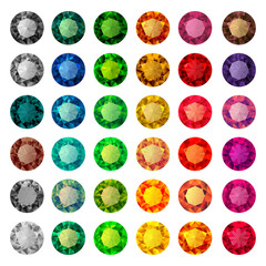 Colorful gemstones collection  - set of multicolored diamonds. Precious stone vector jewels.  - obrazy, fototapety, plakaty