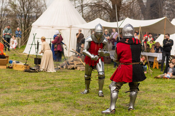 Obraz premium Walka rycerska inscenizacja