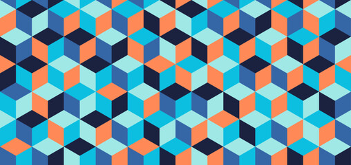 Colorful cubes background and seamless pattern