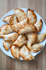 Homemade tuna, tomato and egg dumplings. Homemade and delicious Spanish tapas