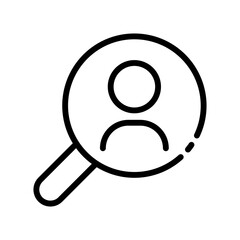 People line icon. Candidate, search, magnifier, replacement,choice, assessment, team, elections, rating, leadership, popularity, competition, work. ideas. Communication concept. Vector black line icon