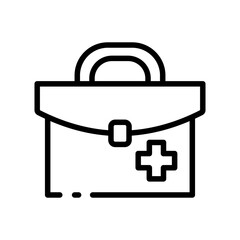 First aid kit line icon. Disease, immunity, thermometer, doctor, patient, prescription, treatment, drugs, recommendations, advice. health concept. Vector black line icon on white background