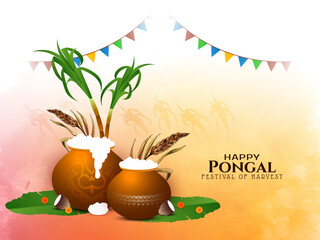 Happy Pongal cultural Indian festival celebration card design