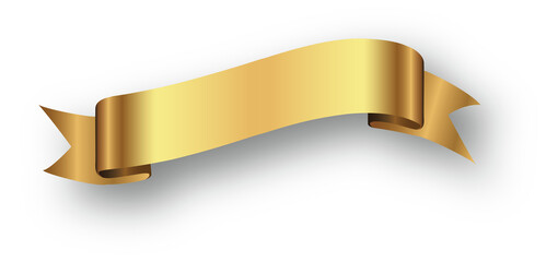 ribbon gold color Christmas ribbon with shadow, xmas wrap element template