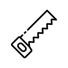 Saw line icon. Wood, boards, house, builder, build, lay, parquet, floor, tree, forest, sharp, carpenter, lumberjack, products. Working tools concept. Vector black line icon on a white background