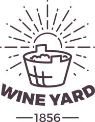 Wine yard winery logo. Alcohol production label