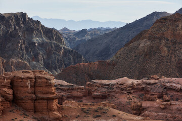 Canyon with sand red rocks. Famous place