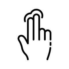 Double click the line icon. Work, remotely, internet, earnings, coin, dollar, hand, finger, press, freelancing, online. technology concept. Vector black line icon on white background