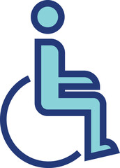 Man in wheel chair icon. Disabled person. Patient symbol
