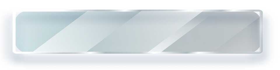 Glass transparent long banners. PNG glass plates with a place for inscriptions isolated