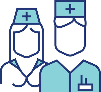 Medical clinic staff icon. Doctor and nurse symbol