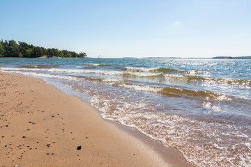 Sunny Beach on the shore of the sea