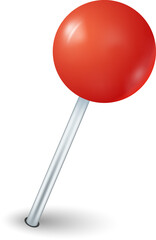 Red round pin mockup. Realistic office attach tool
