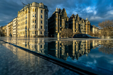 Buildings and reflection in Budapest, city centre of Budapest