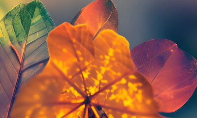 Abstract illustration of leaves, macro shot, generative ai