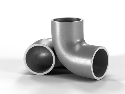 Angle for steel round pipe. Metal products. 3d illustration