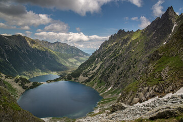 widok na Czarny Staw pod Rysami oraz Morskie Oko w Tatrach Wysokich 