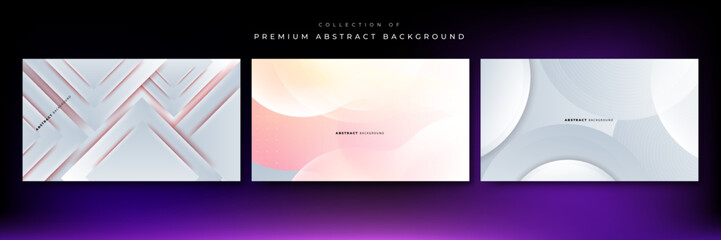 Set of abstract white grey abstract presentation background