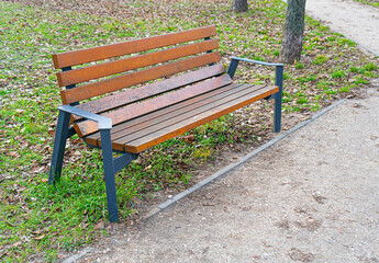 Old Wooden Bench in Street, Outdoor City Architecture, Wooden Benches, Outdoor Chair, Urban Public Furniture
