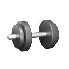 Dumbbell 3d icon. Sports equipment for physical exercise. Isolated object on transparent background
