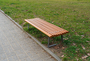 Old Wooden Bench in Street, Outdoor City Architecture, Wooden Benches, Outdoor Chair, Urban Public Furniture