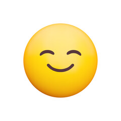 Smiling Face with Smiling Eyes 3d icon. Yellow emoji with smiling eyes and smile. Happiness, positive feelings. Isolated object on transparent background