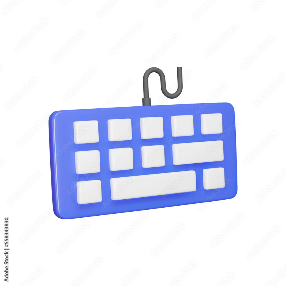 Poster computer keyboard 3d icon. isolated object on transparent background