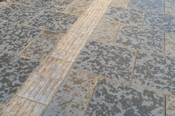 Tactile Paving on Tiles Pathway for Blind Handicap, Safety Sidewalk for Disability People, Relief Slab Sidewalk