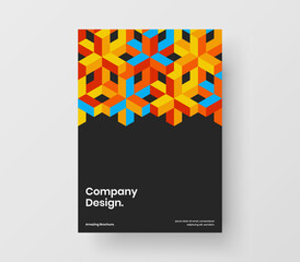 Bright geometric shapes company identity template. Simple book cover A4 vector design layout.