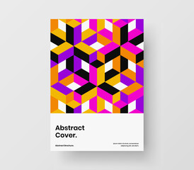 Premium mosaic shapes poster concept. Abstract placard A4 design vector template.