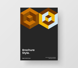 Bright geometric pattern leaflet illustration. Vivid magazine cover A4 vector design template.