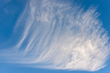 Photography of beautiful cumulus clouds or cumulonimbus and cirrocumulus white clouds, against a...