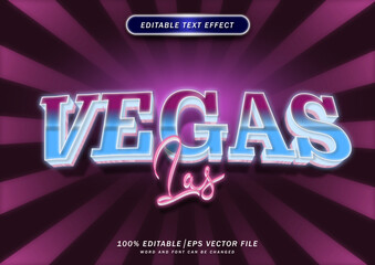 3d Luxury Las Vegas text effect. Neon Font style Editable. mockup text effect..