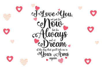 Romantic lettering for valentines day. Romantic words in lettering. Romantic love quotes