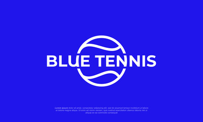 illustration vector graphic logo designs. combination pictogram and logotype. blue tennis. simple, modern, minimalist, blue background