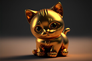Close-up shot of golden cat ornament