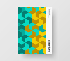 Clean geometric hexagons presentation illustration. Colorful front page vector design concept.