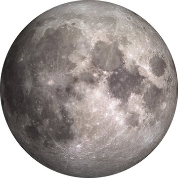 Full moon isolated on transparent background. Elements of this image furnished by NASA.