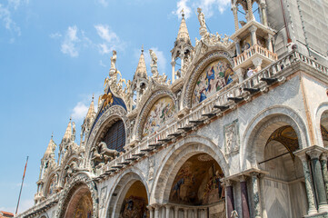 Venetian architecture in detail, details of architecture in San Marco Square in Venice, Italy