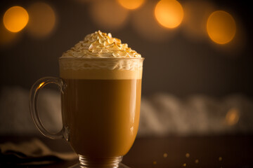 Hot Coffee Capuccino Cup With Latte Art On Wood Table At Cafe