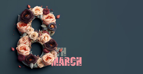 8th March International Women's Day concept, poster card illustration for Mother's Day event 
 3d rendering