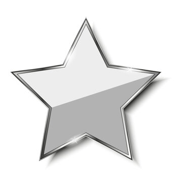 Silver star icon isolated on a white background. 3d rendering