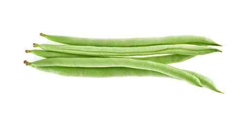 Top view of Green beans isolated on white background.