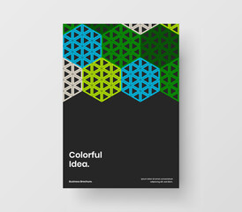 Minimalistic geometric hexagons company brochure layout. Premium book cover A4 vector design template.