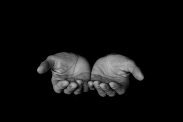 open hands. Share, give, protect. male hands. Power of hope or love and devotion. Praying hand with faith in religion and belief in God. Power of hope or love and devotion. Sharing, giving, protection