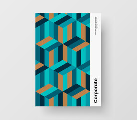 Trendy company cover A4 vector design concept. Bright mosaic tiles handbill layout.