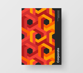 Bright journal cover A4 design vector template. Multicolored mosaic tiles handbill layout.